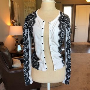 WHBM printed lace button cardigan